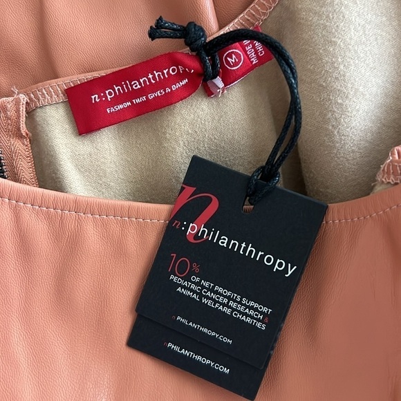 NWT N:Philanthropy Nuevo Vegan Leather Mini Dress in Camel in Size Medium - Picture 10 of 12